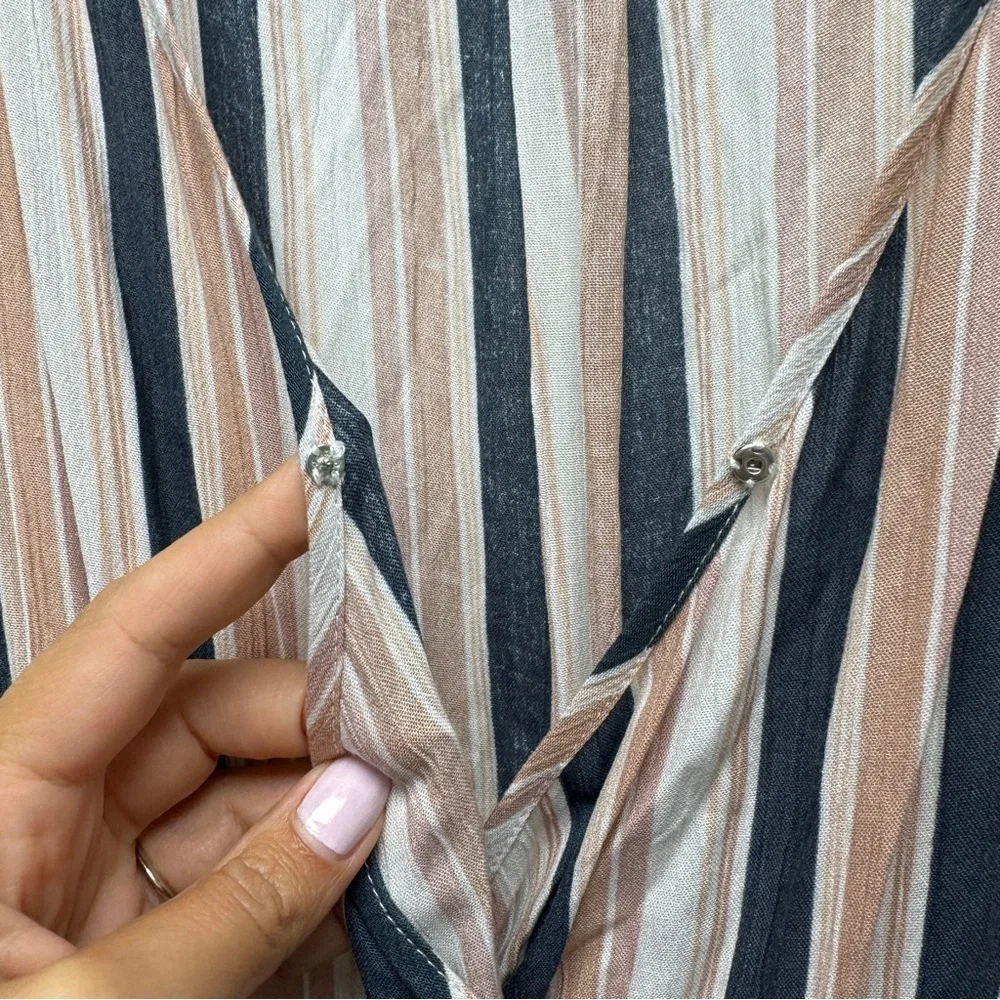 VICI White, Tan, Navy Blue Striped Maxi Dress - Picture 5 of 9